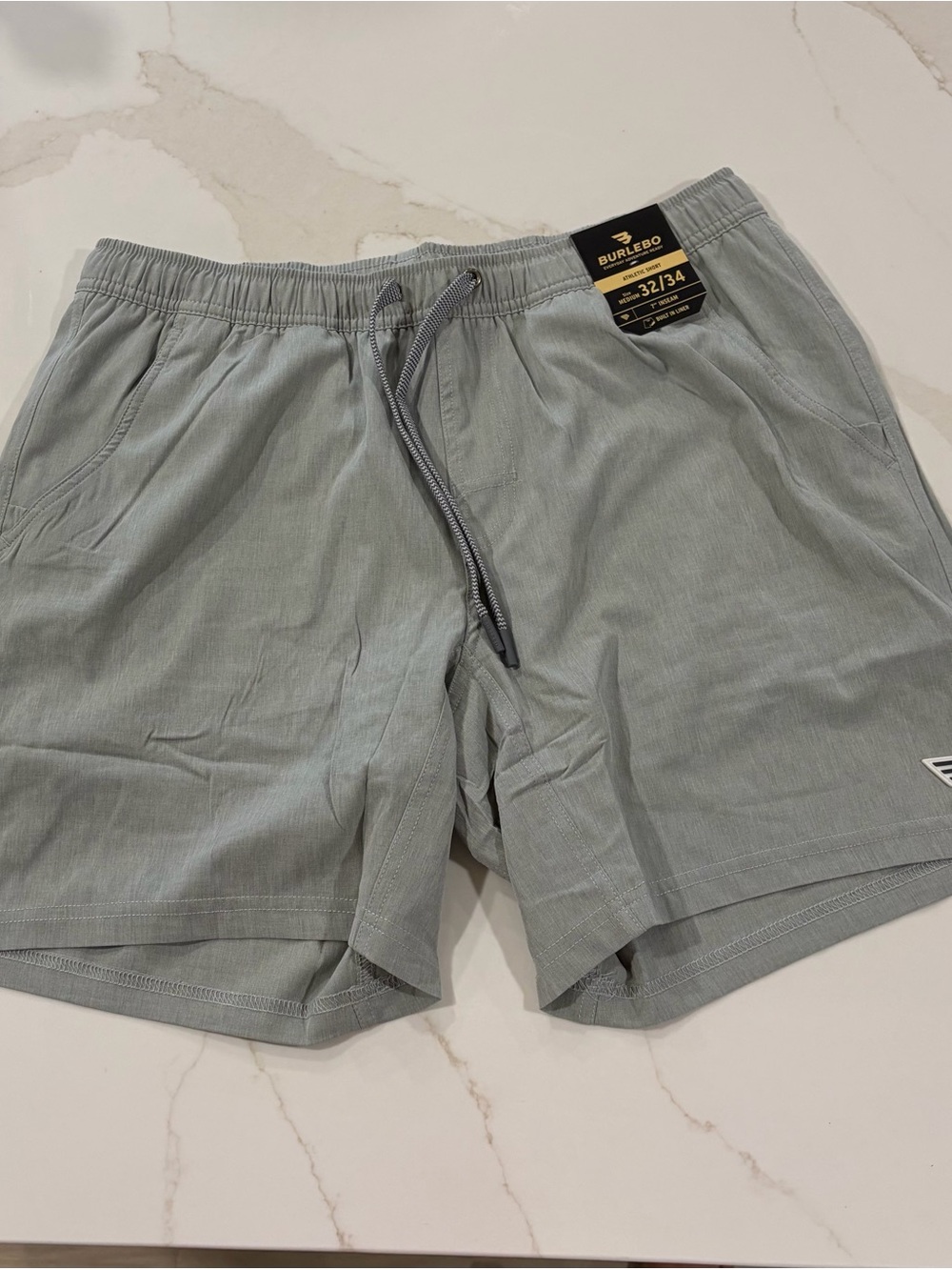 BURLEBO Sage Green Elastic Waist Swim Shorts